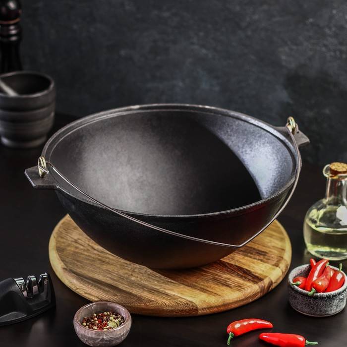 Котёл литой Magma, 5 л, с дужкой, крышка-сковорода, чугун